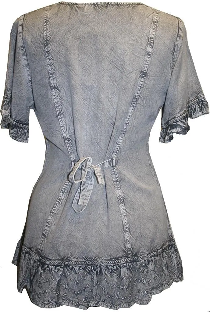 142 B Peasant Bohemian Ruffle Gypsy Ari Blouse