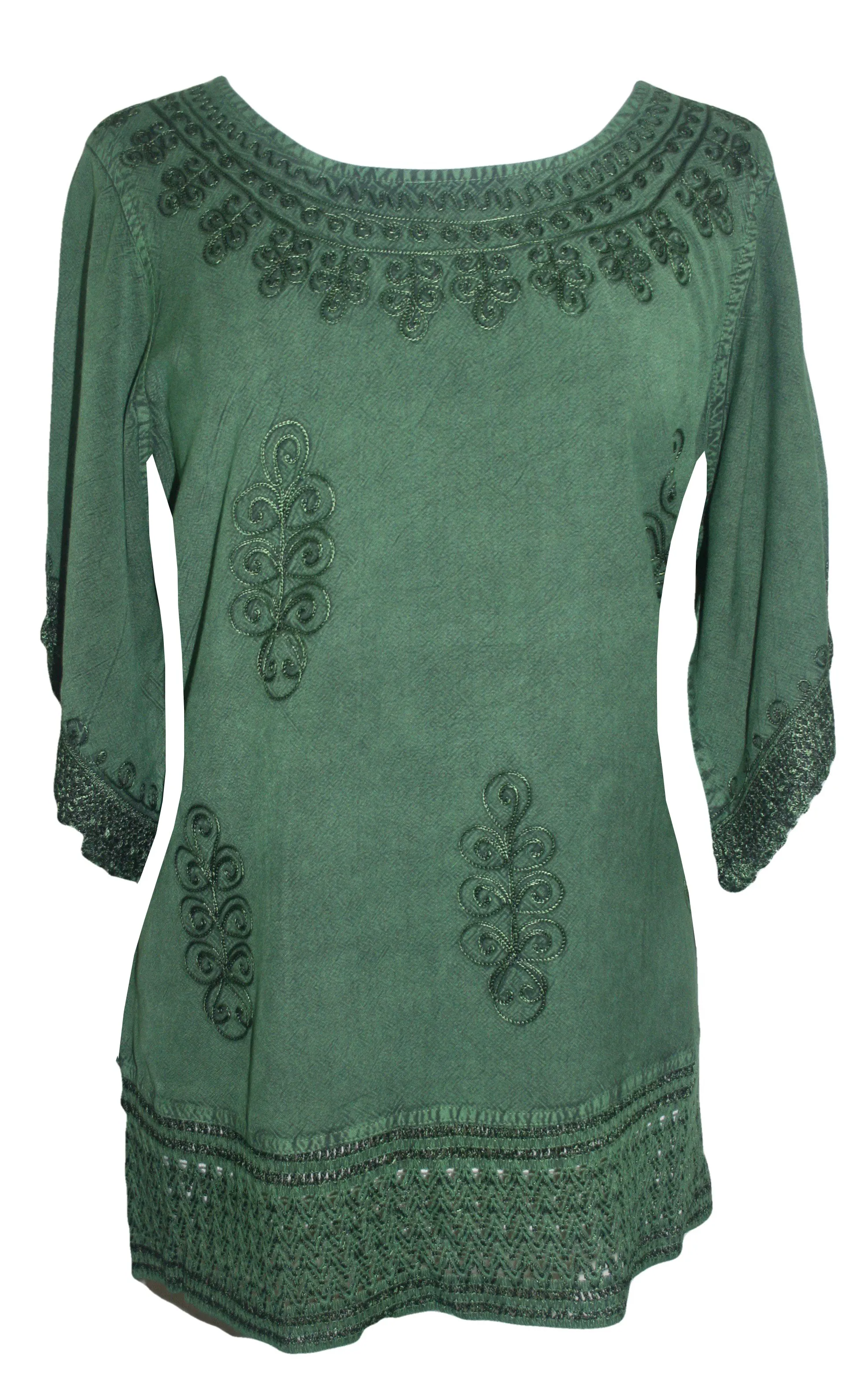 143 B Round Neck Net Hem Relax Peasant Gypsy Ari Lace Top Blouse