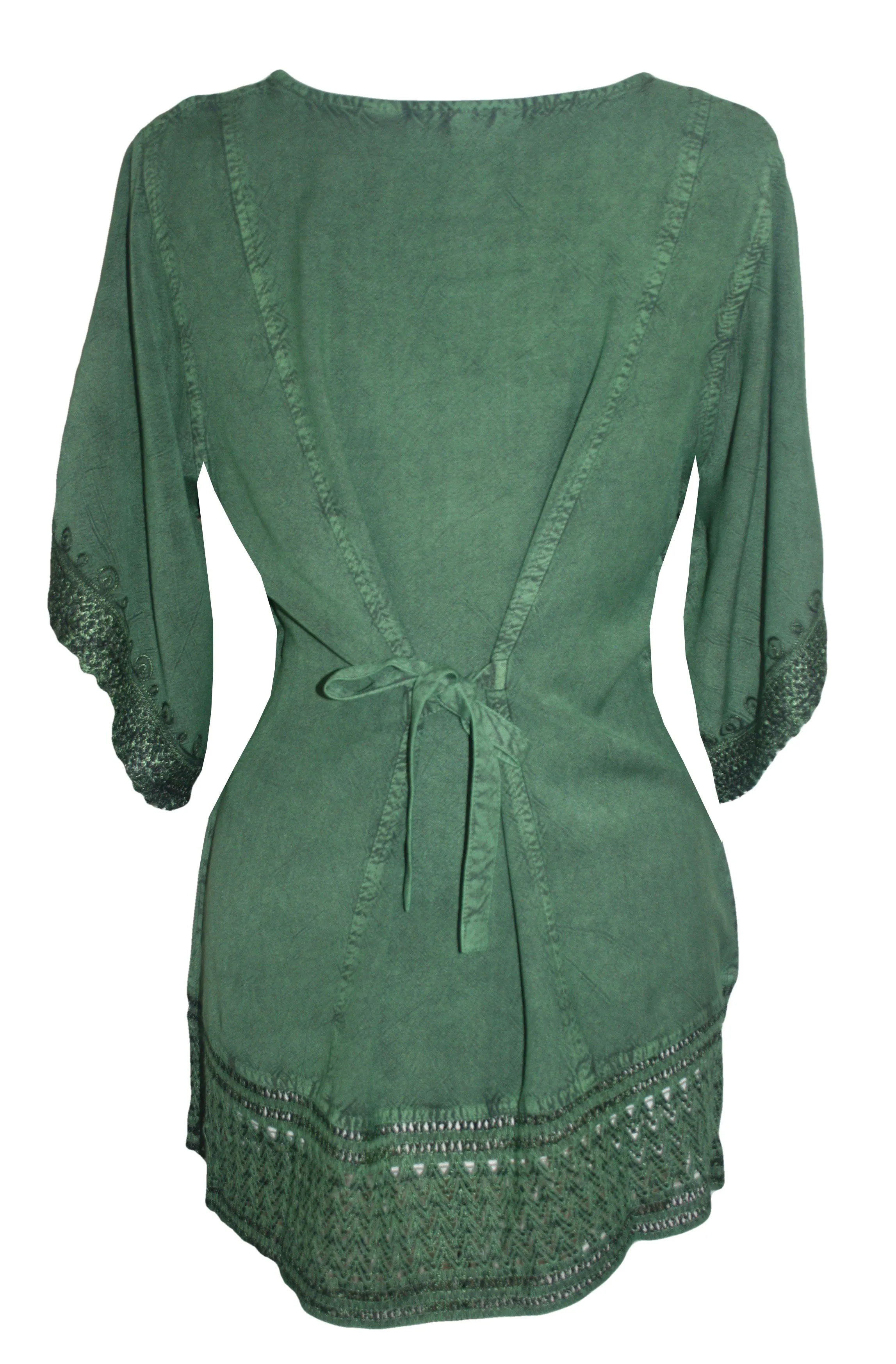 143 B Round Neck Net Hem Relax Peasant Gypsy Ari Lace Top Blouse