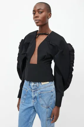 2017 Black Ruffled Blouse