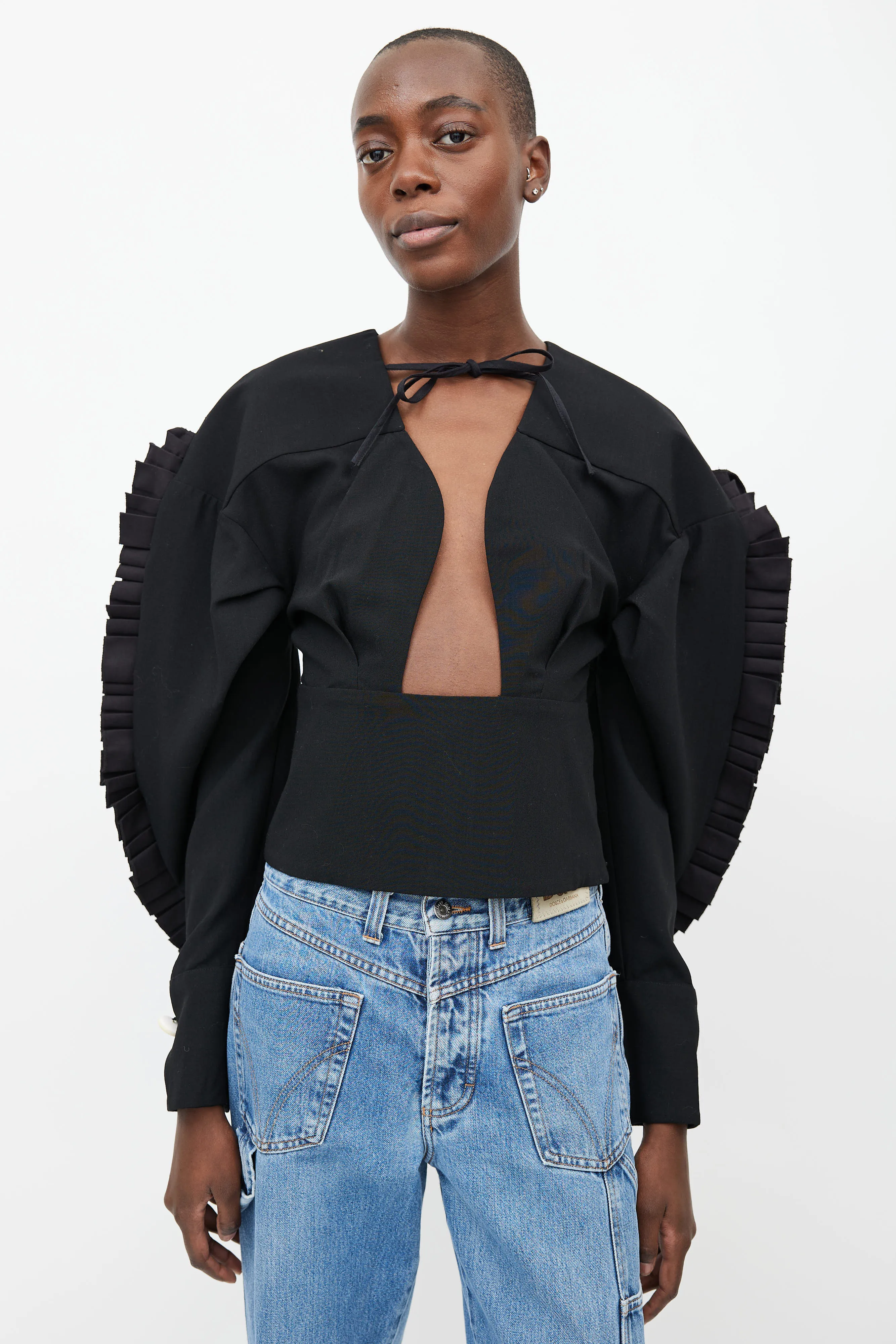 2017 Black Ruffled Blouse