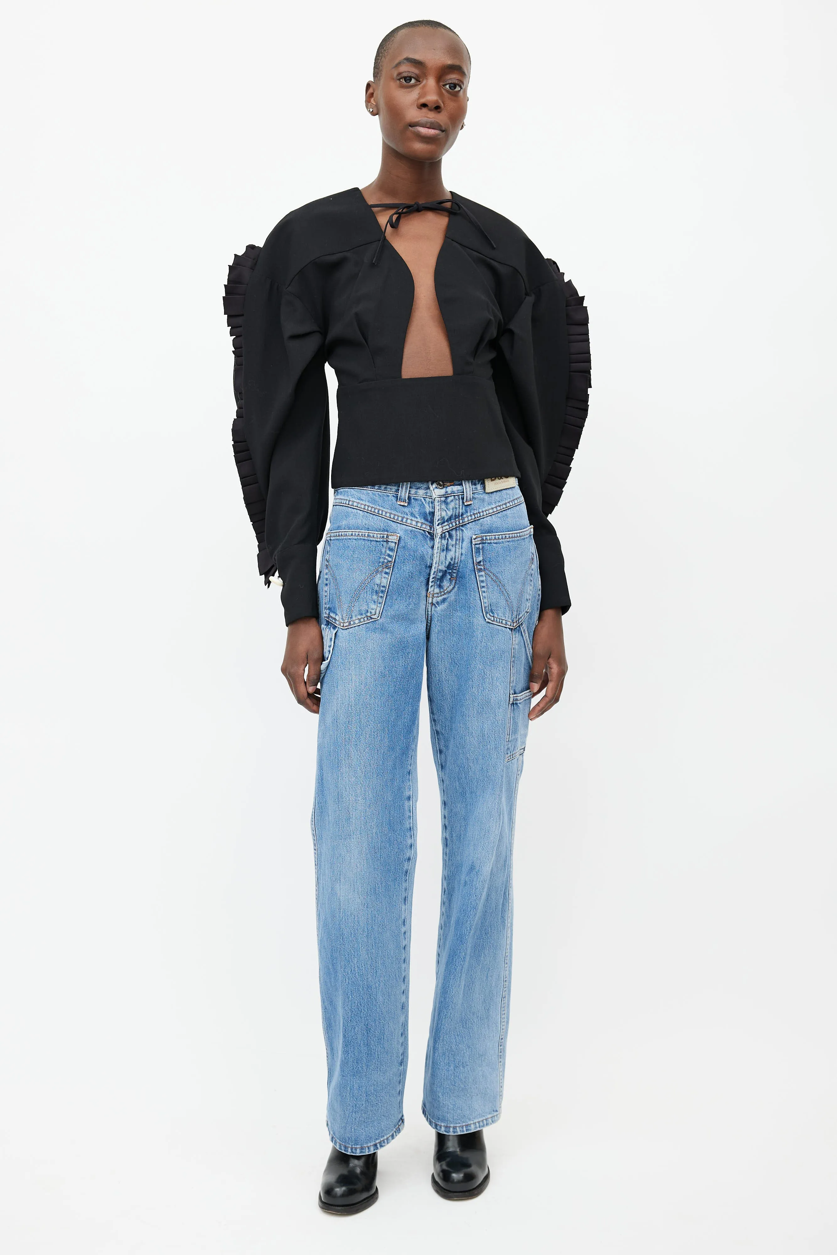 2017 Black Ruffled Blouse