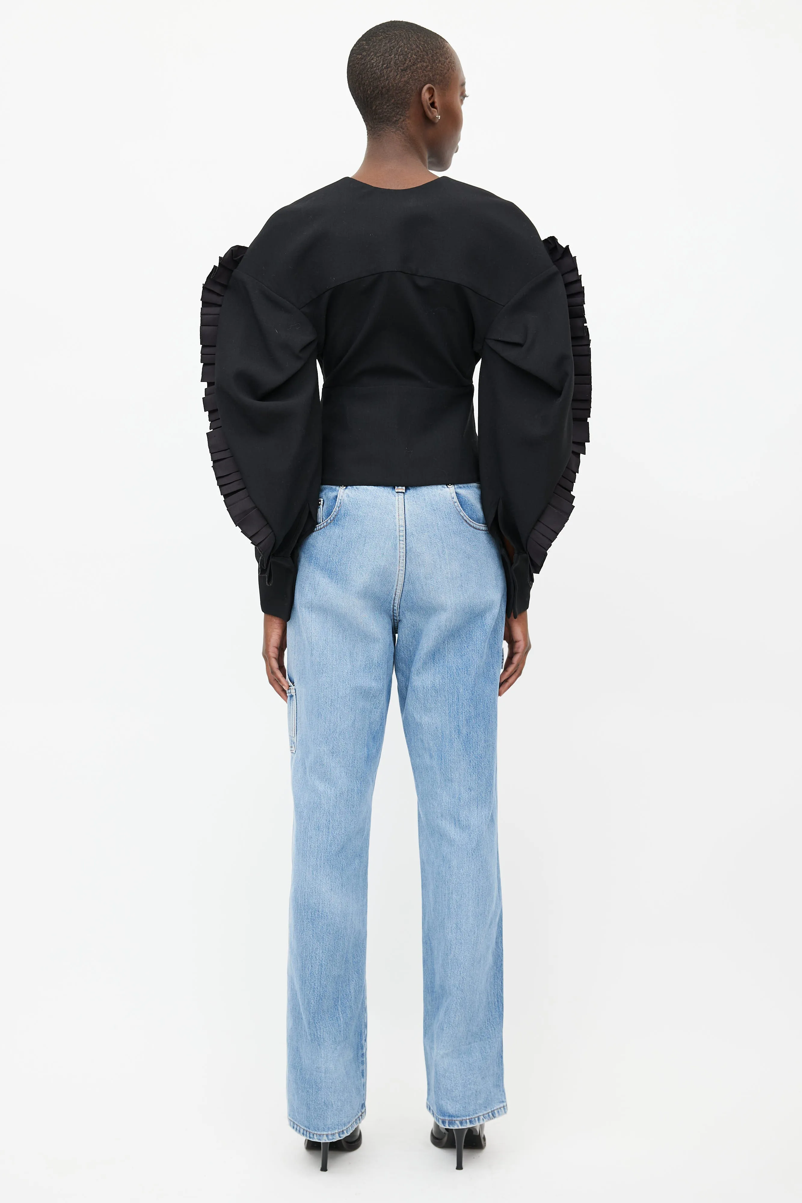 2017 Black Ruffled Blouse