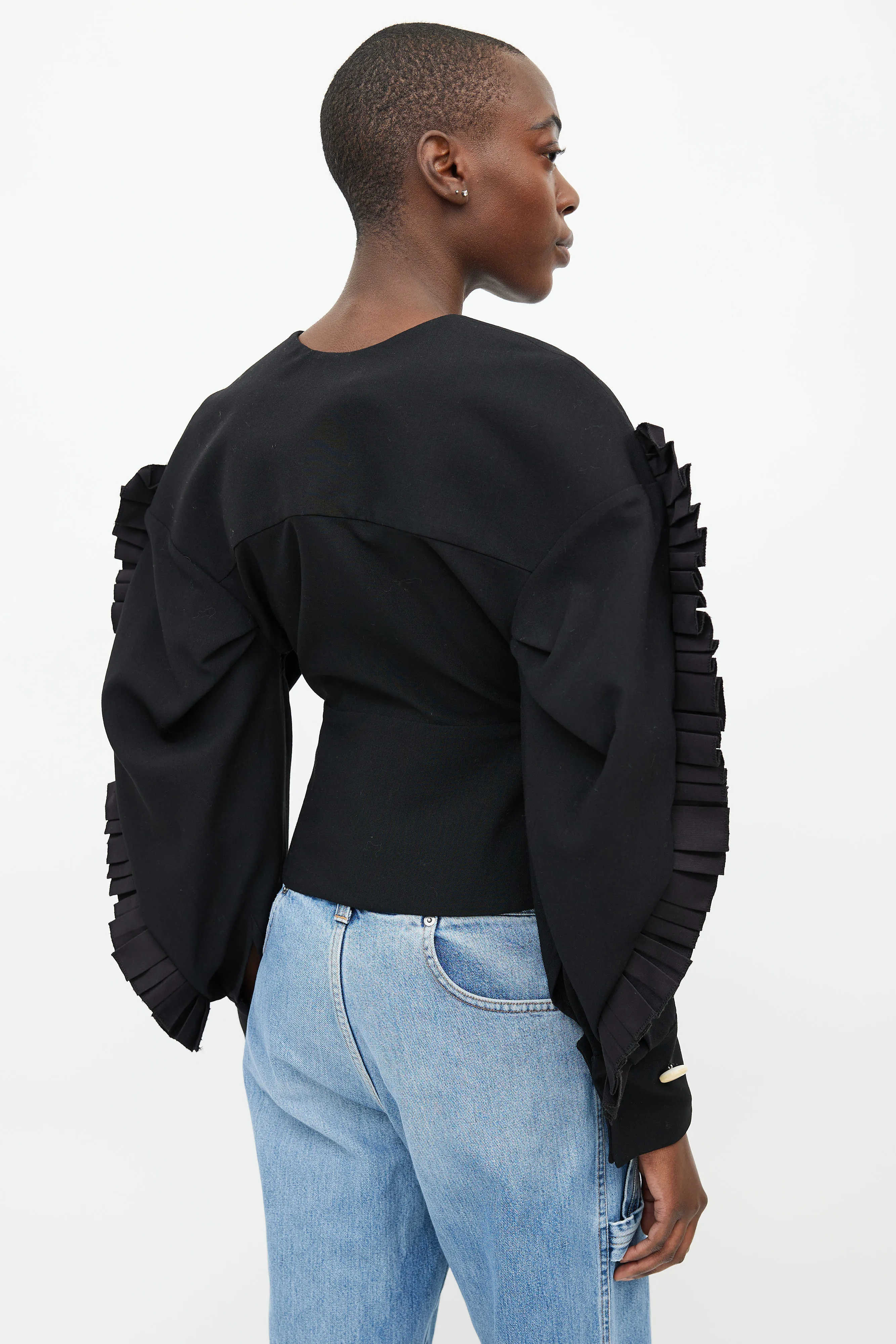 2017 Black Ruffled Blouse