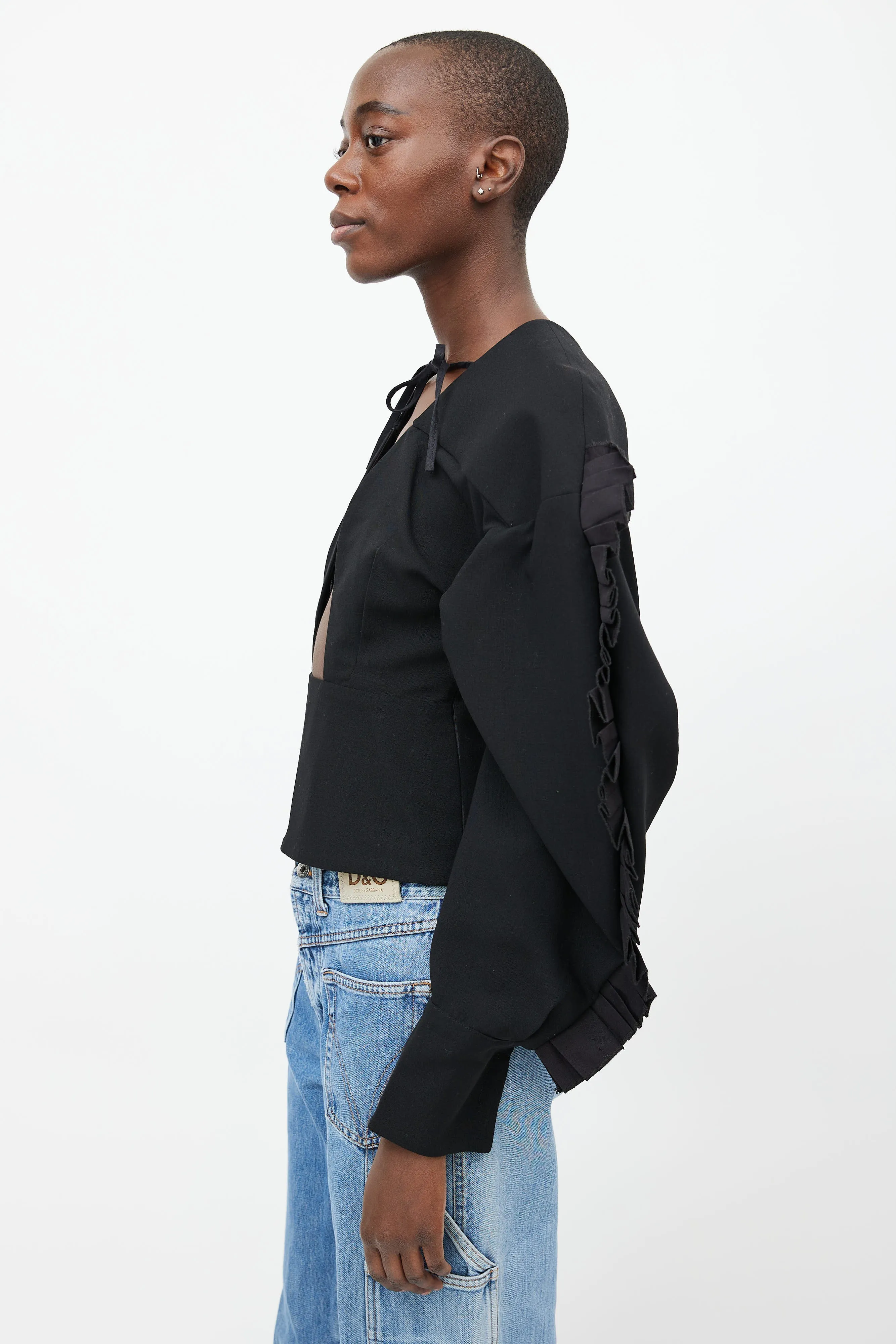 2017 Black Ruffled Blouse