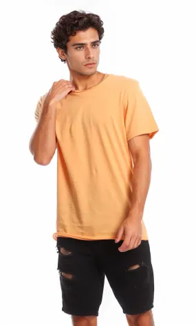 97701 Light Orange Crew Neck Basic Tee