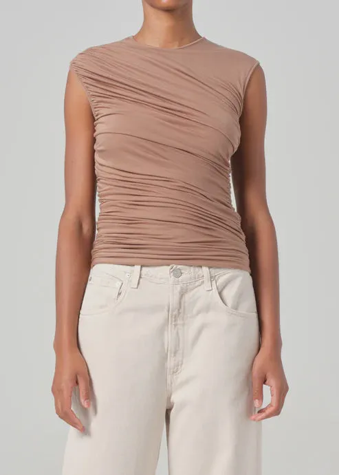 Agolde Ester Twist Tank in Moth