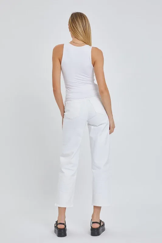 Basic High Neck Tank-White