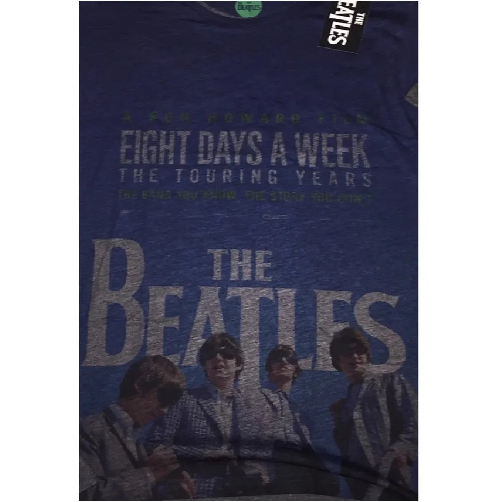 Beatles 8 Days A Week Movie Poster Mens Navy Blue / Grey Sublimation T-shirt