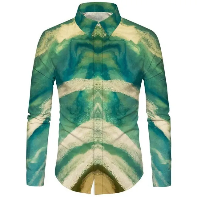 Cloudstyle 3D Floral Printed Man Casual Shirt Plaid Camisas Hombre Dress Shirts Wedding Homme Camisa Long Sleeve Slim Fit Shirts