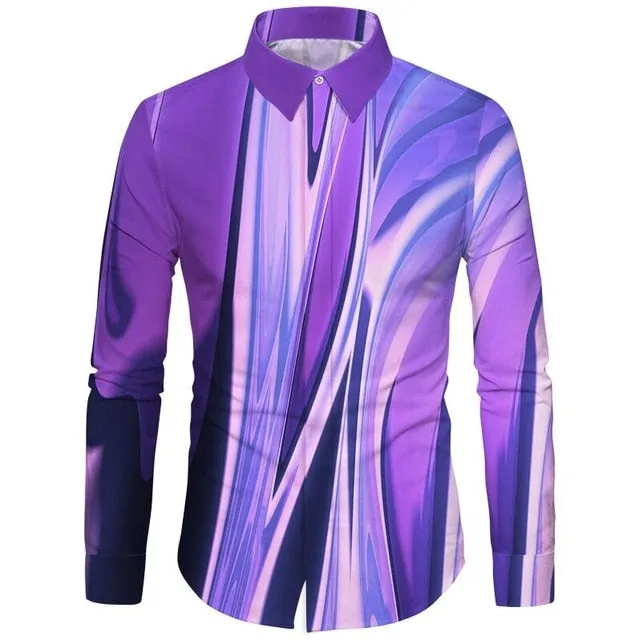 Cloudstyle 3D Floral Printed Man Casual Shirt Plaid Camisas Hombre Dress Shirts Wedding Homme Camisa Long Sleeve Slim Fit Shirts