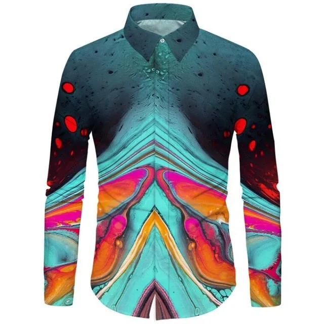 Cloudstyle 3D Floral Printed Man Casual Shirt Plaid Camisas Hombre Dress Shirts Wedding Homme Camisa Long Sleeve Slim Fit Shirts