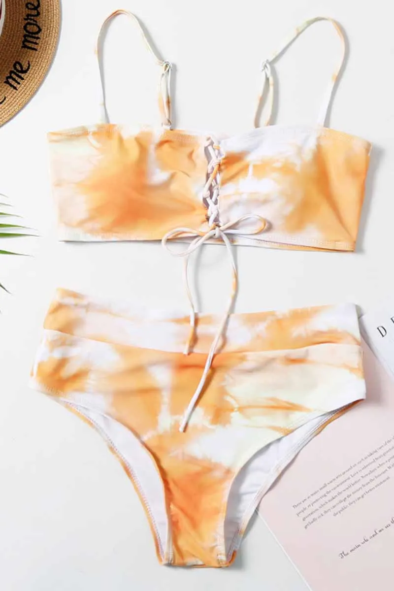 hulianfu Bandage Light Yellow Bikini Set