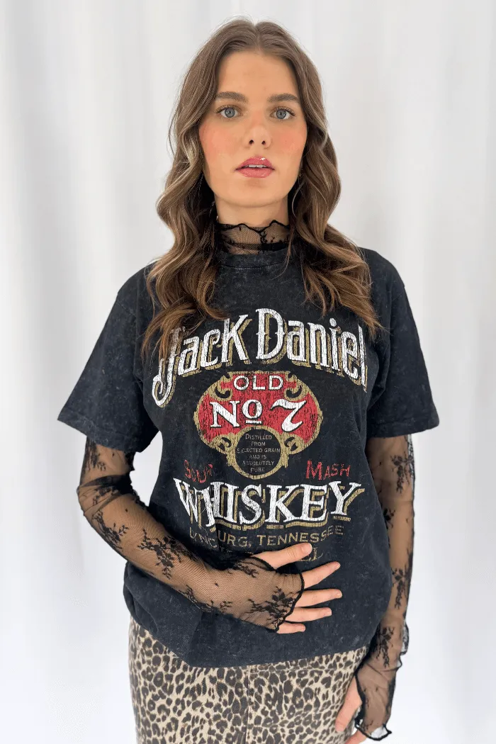 Jack Daniels Vintage Unisex Tee in Black