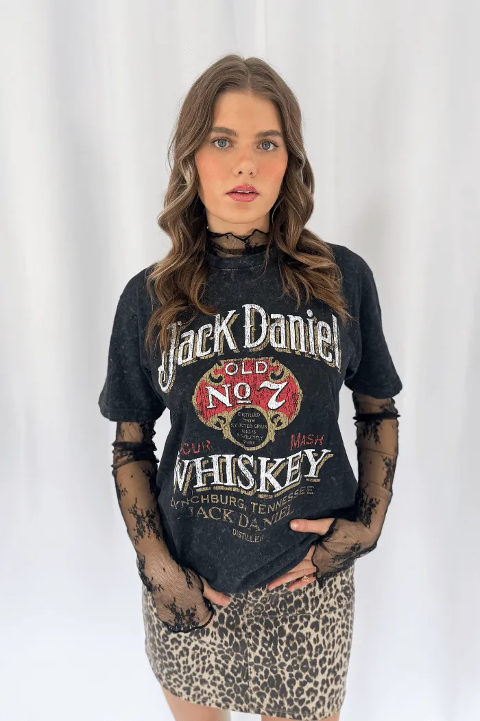 Jack Daniels Vintage Unisex Tee in Black