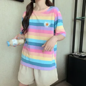 Kawaii Pastel Rainbow Stripe T-Shirt