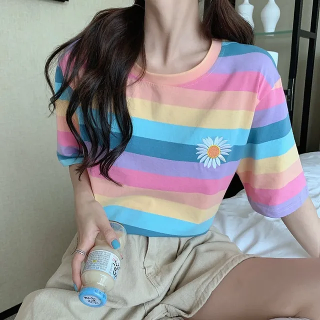 Kawaii Pastel Rainbow Stripe T-Shirt