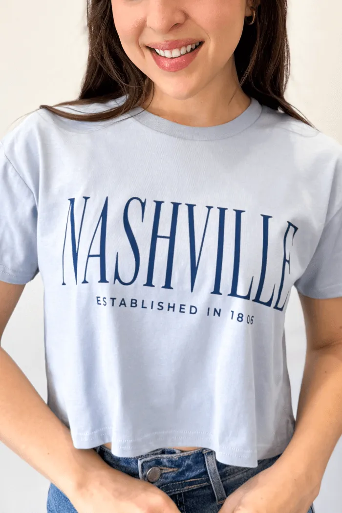 Light Blue Nashville Est Crop Tee