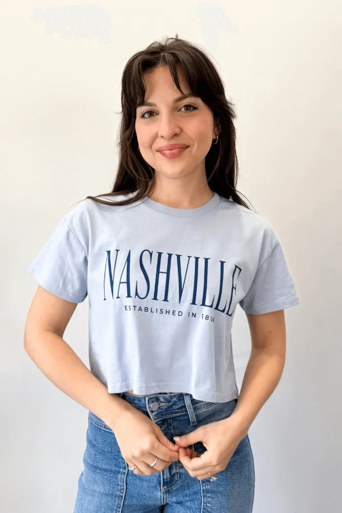 Light Blue Nashville Est Crop Tee
