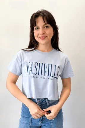 Light Blue Nashville Est Crop Tee