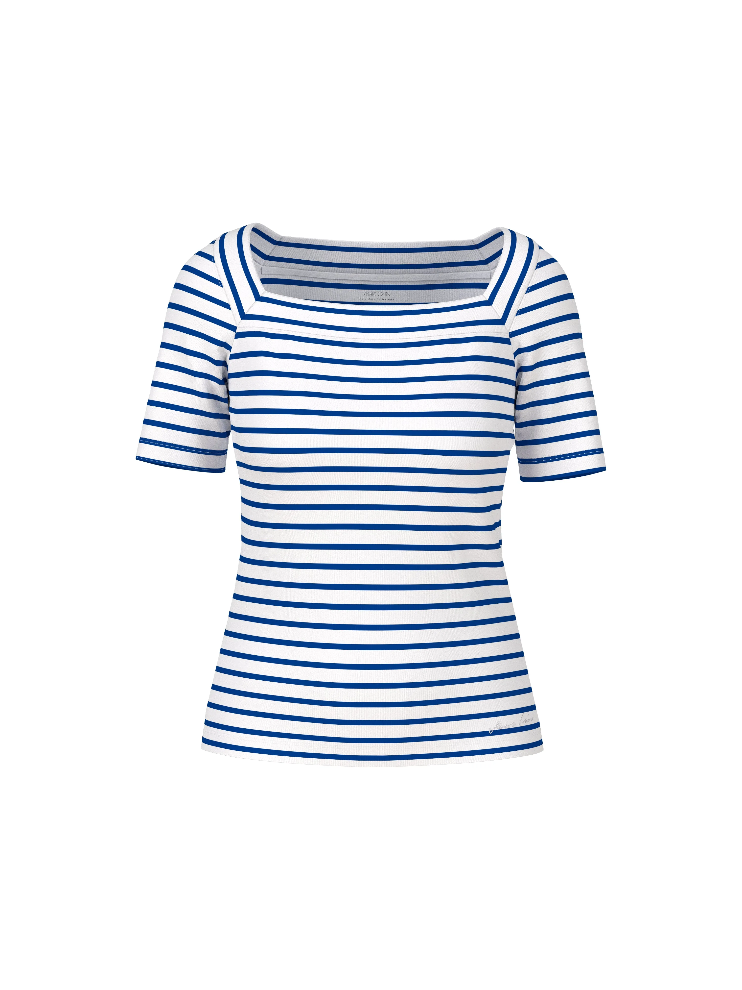 MARC CAIN Blue & White Striped T-Shirt