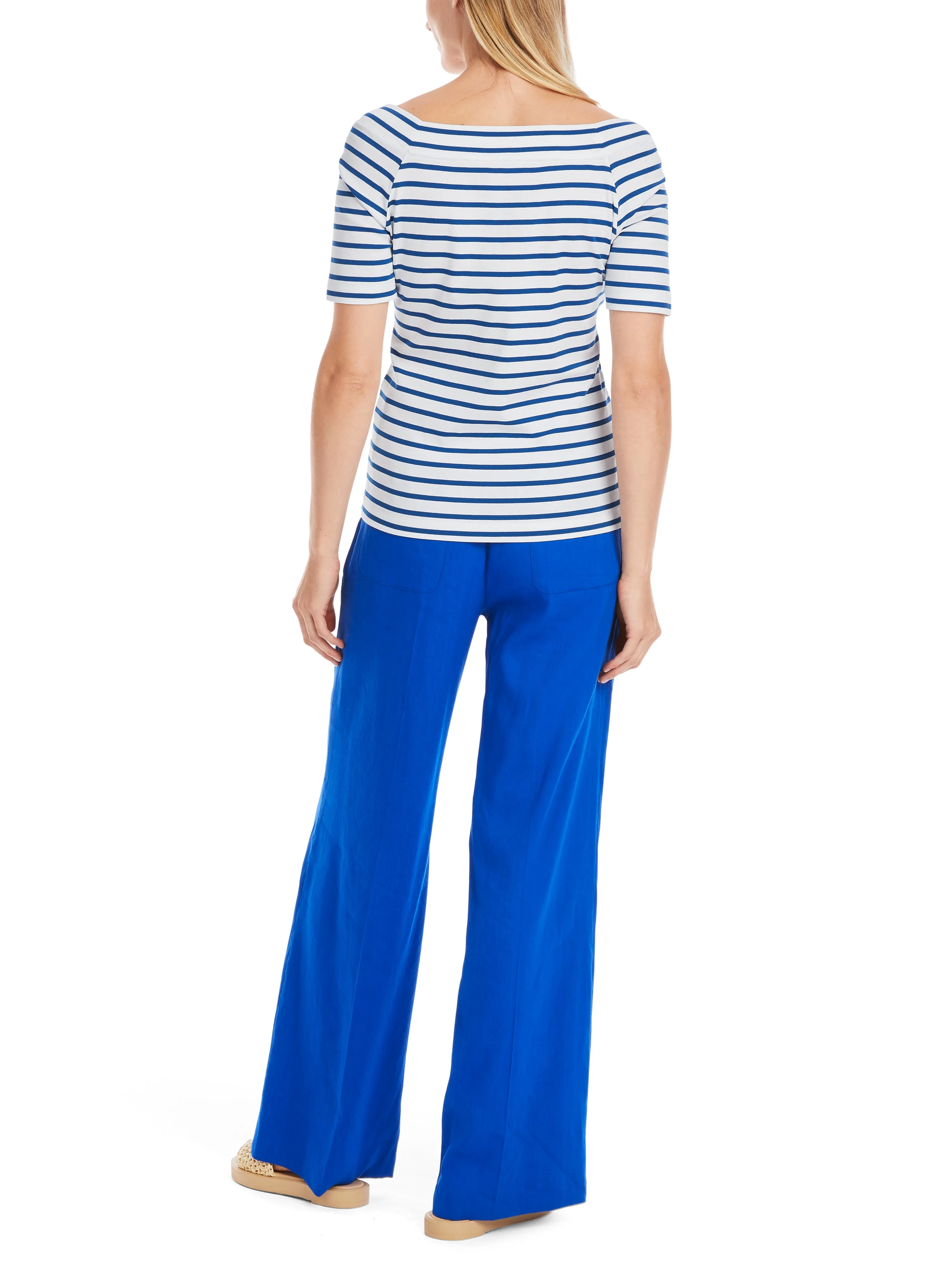 MARC CAIN Blue & White Striped T-Shirt