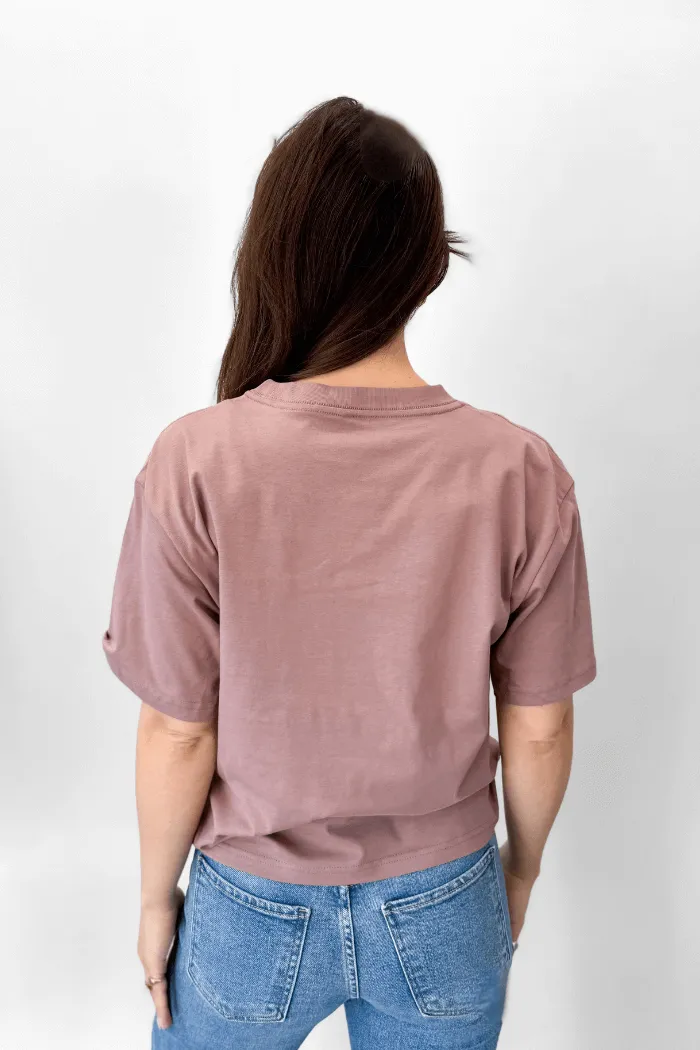 Mauve Nashville Puff Outline Boxy Tee
