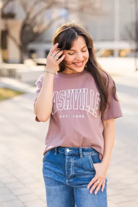 Mauve Nashville Puff Outline Boxy Tee