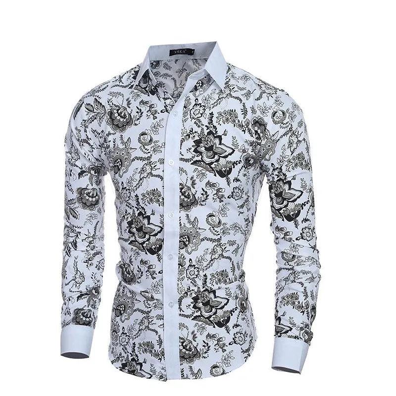 Men Flower Shirt 2019 New 3D Printing Fashion Casual Slim Fit Hawaiian Dress Shirts Camisa Masculina Chemise Homme Shirt men