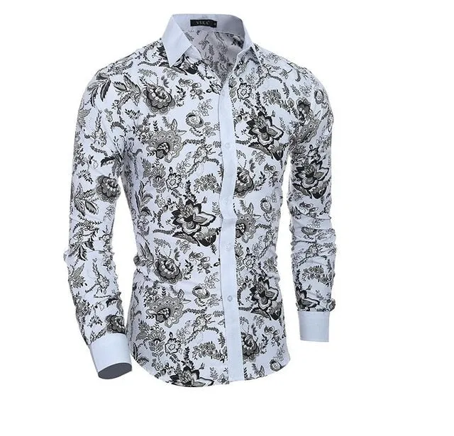 Men Flower Shirt 2019 New 3D Printing Fashion Casual Slim Fit Hawaiian Dress Shirts Camisa Masculina Chemise Homme Shirt men