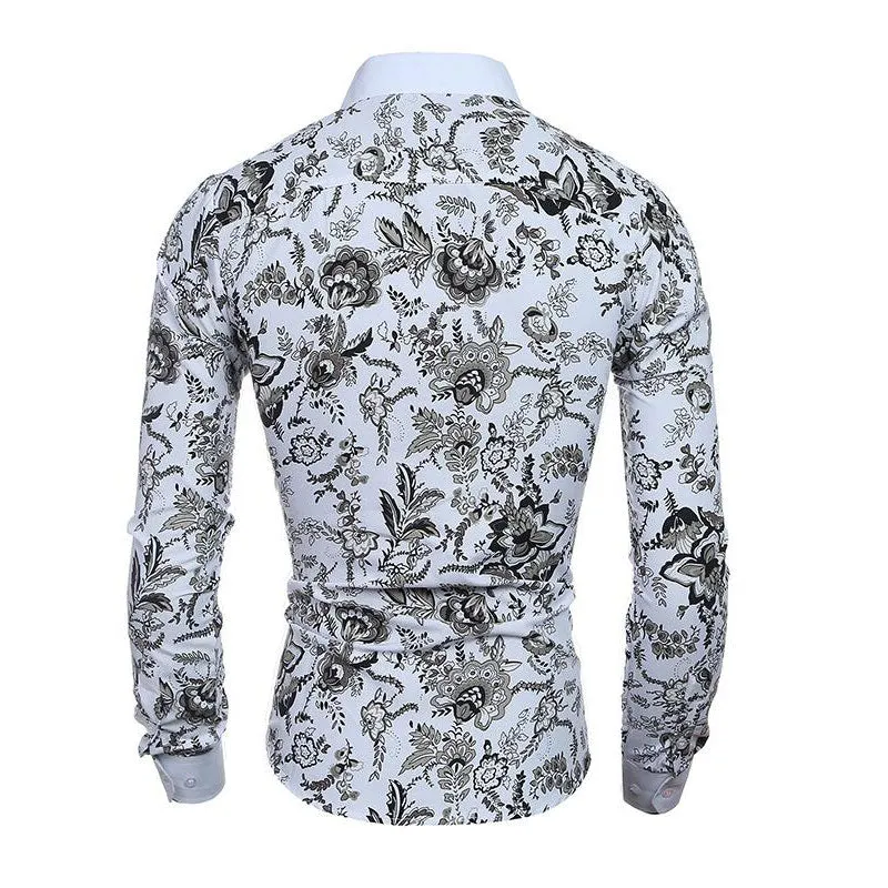 Men Flower Shirt 2019 New 3D Printing Fashion Casual Slim Fit Hawaiian Dress Shirts Camisa Masculina Chemise Homme Shirt men