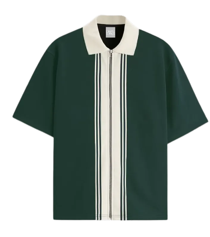 Pack Of 2 Zipper Striped Polo Shirt and Manfinity Polo
