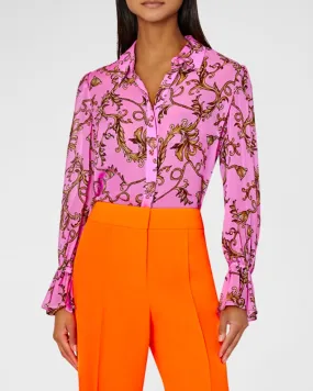 Printed Button-Down Blouse