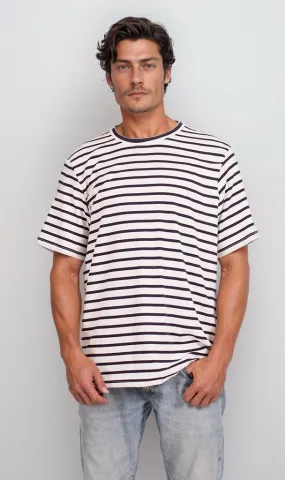 R204670 - Striped Cotton Lycra T-Shirt  Black & White