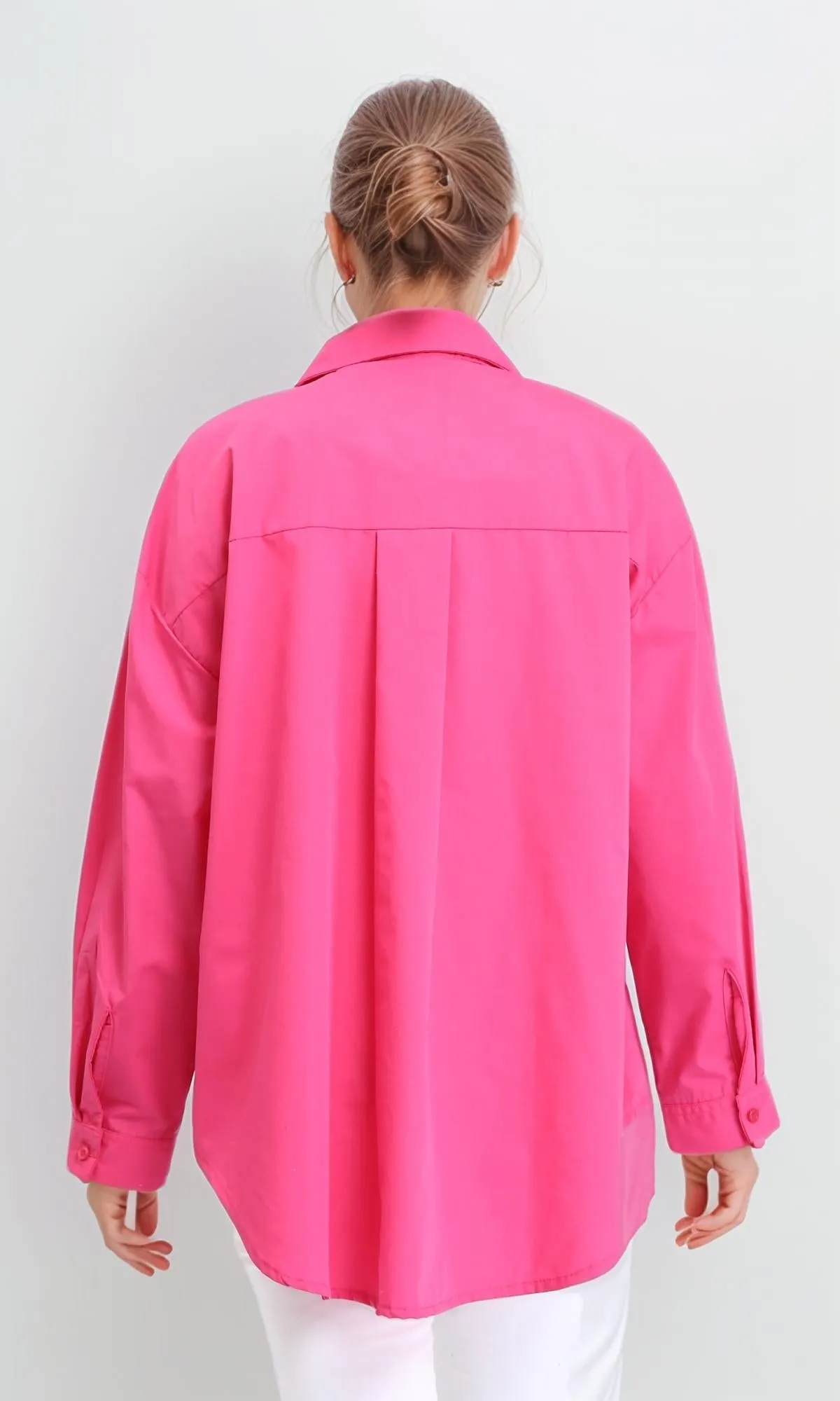 R206360 - Solid Casual Long Sleeves Shirt - Fuchsia