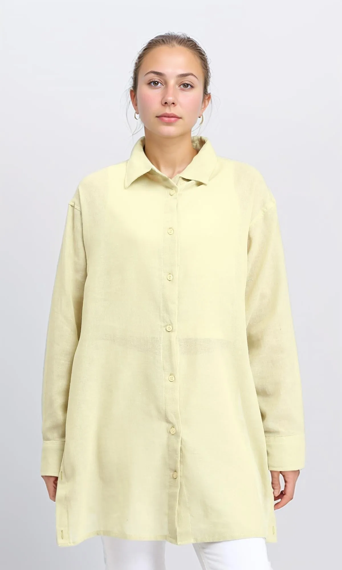R206361 - Casual Long Sleeves Regular Fit Shirt - Yellow Green