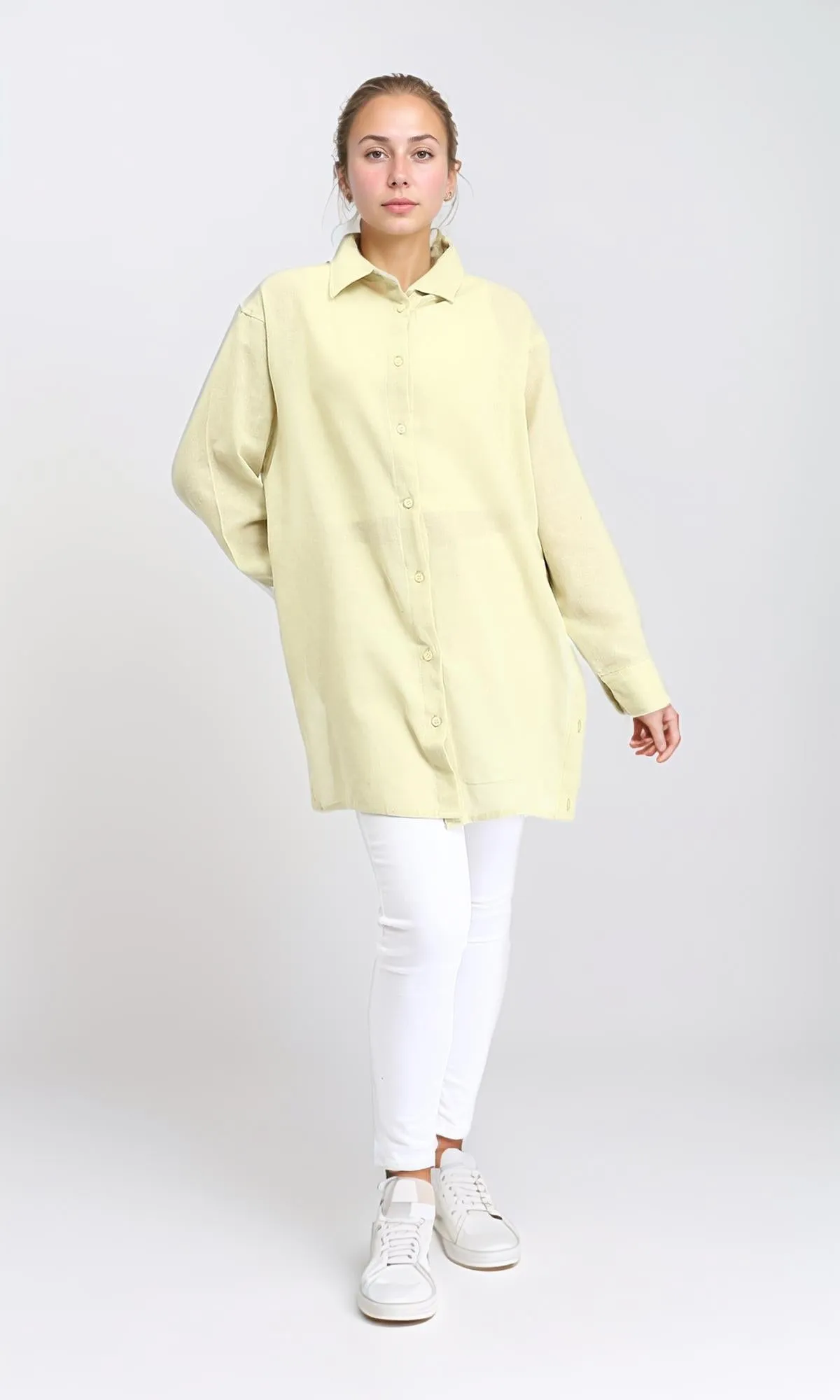 R206361 - Casual Long Sleeves Regular Fit Shirt - Yellow Green