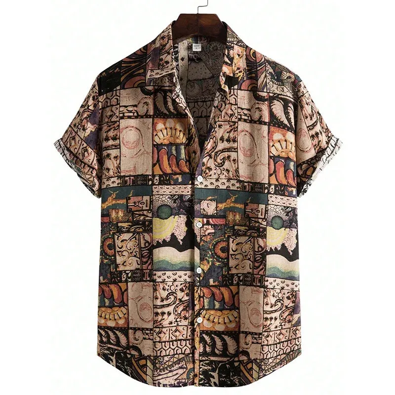 Summer 3D Graffiti Blossom Printed Shirts For Men Children Fashion Streetwear Long Sleeve T Shirt Unisex Hawaiian Shirts Blouses