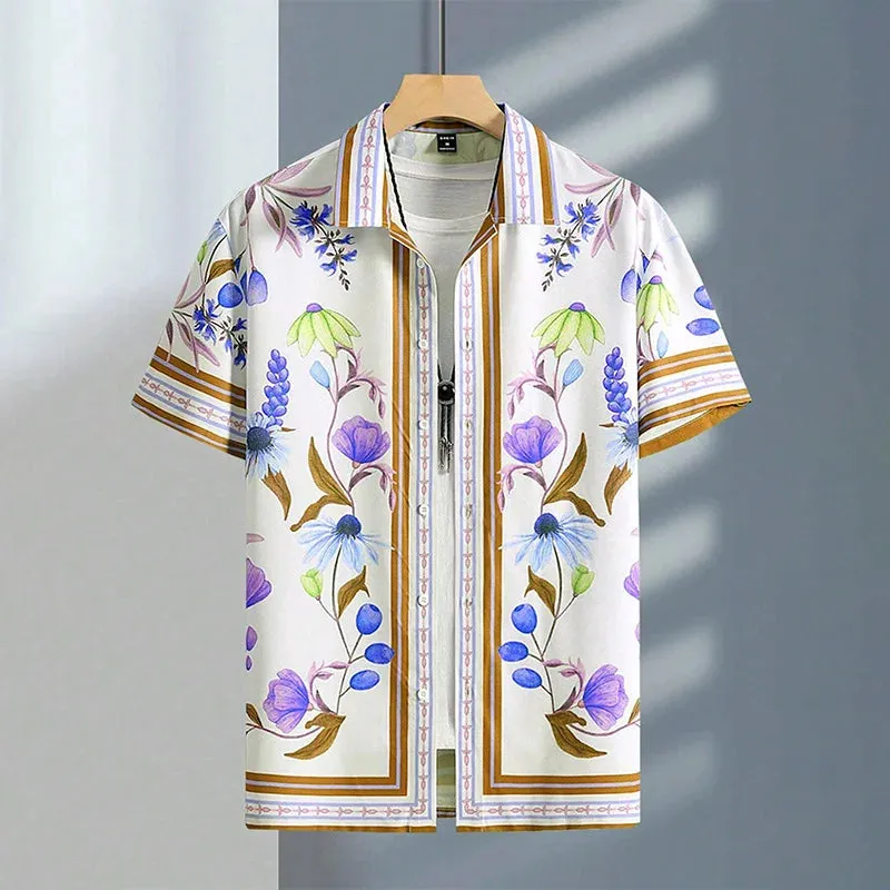 Summer 3D Graffiti Blossom Printed Shirts For Men Children Fashion Streetwear Long Sleeve T Shirt Unisex Hawaiian Shirts Blouses